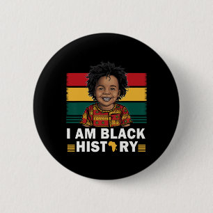 I Am Black History Afro Boy Little Melanin Prince 6 Cm Round Badge
