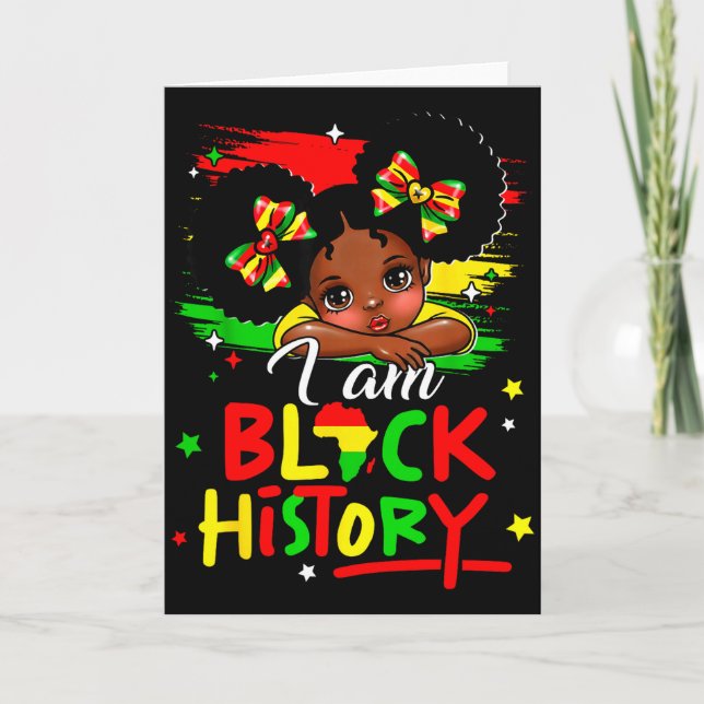 I Am Black History Afro Girl Little Melanin Prince Card (Front)
