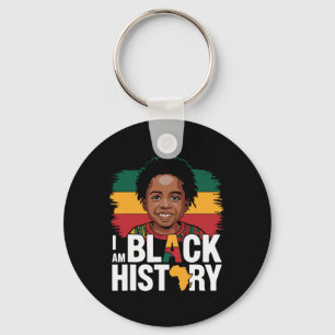 I Am Black History Afro Little Boy African America Key Ring