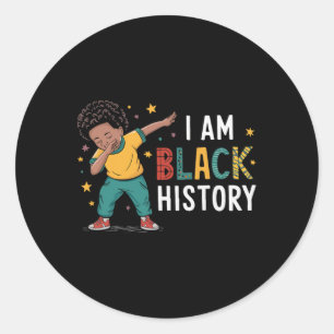 I Am Black History Afro Little Boy Dabbing African Classic Round Sticker