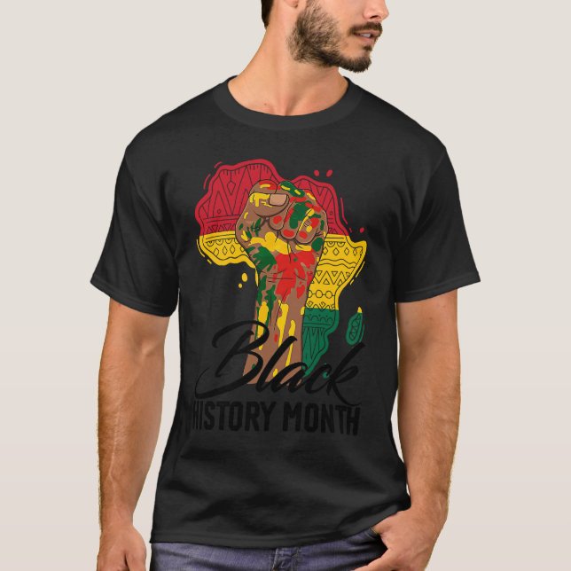 I Am Black History BHM Pride Map Of Africa Black M T-Shirt (Front)