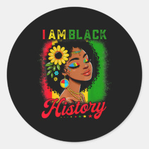 I Am Black History Black Girls Women Black History Classic Round Sticker