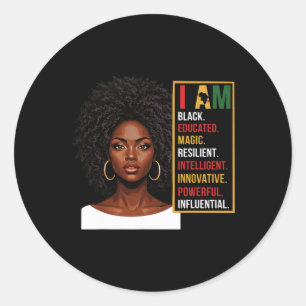 I Am Black History Black Woman Black History State Classic Round Sticker