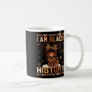I Am Black History Black Women Afro Hair Messy Bun Coffee Mug