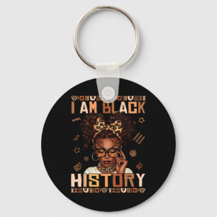 I Am Black History Black Women Afro Hair Messy Bun Key Ring