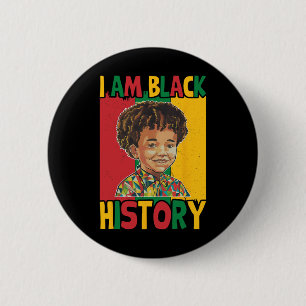 I Am Black History Boy African American Afro Melan 6 Cm Round Badge