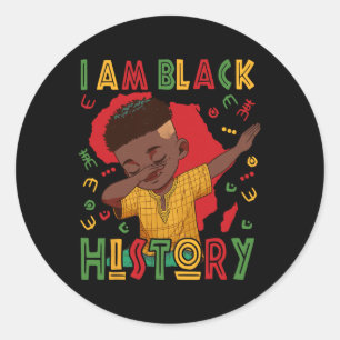 I Am Black History Boy Black History Month Classic Round Sticker