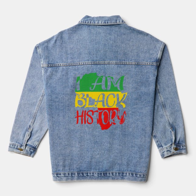 I Am Black History Cool Africa Black History Month Denim Jacket (Back)