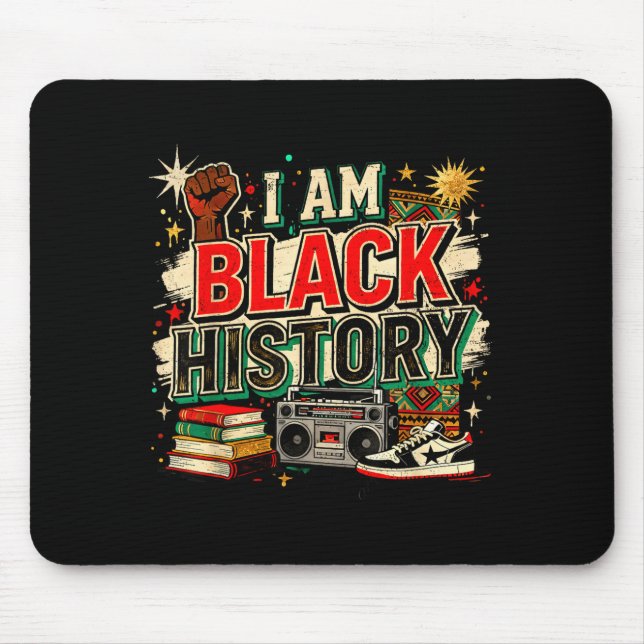 I Am Black History Culture Pride Design  Mouse Mat (Front)