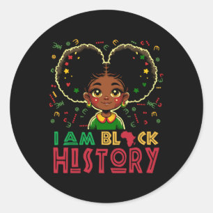 I Am Black History Girls Black History Month Classic Round Sticker