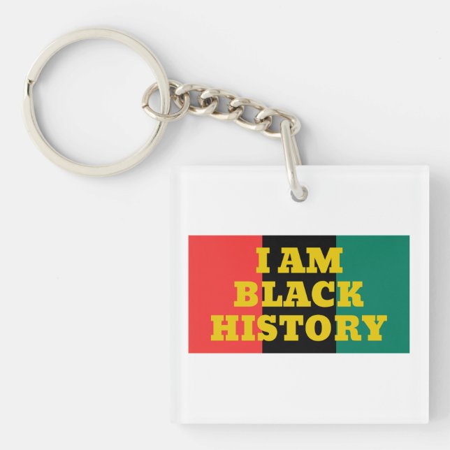 I Am Black History in Gold Font   Key Ring (Front)