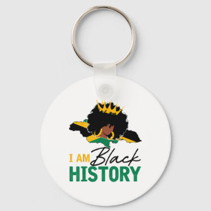 I Am Black History Jamaica Queen And Jamaican Flag Key Ring