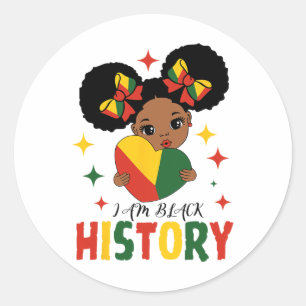 I Am Black History Kids Girls Heart Black History Classic Round Sticker