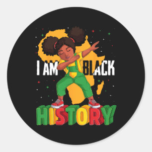 I Am Black History Kids Girls Women Black History  Classic Round Sticker
