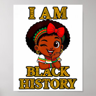 I Am Black History Month 2026 Cute Afro Girl Desig Poster