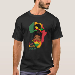 I Am Black History Month Africa Map & Black Queen  T-Shirt