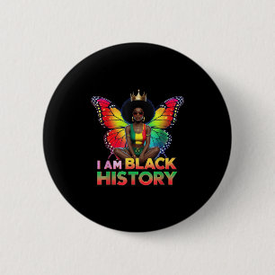 I Am Black History Month African American Butterfl 6 Cm Round Badge