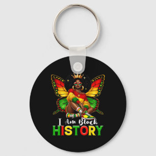 I Am Black History Month African American Butterfl Key Ring