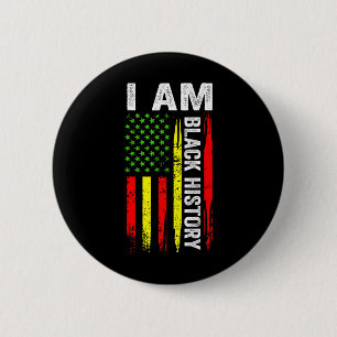 I Am Black History Month African American Flag Men 6 Cm Round Badge