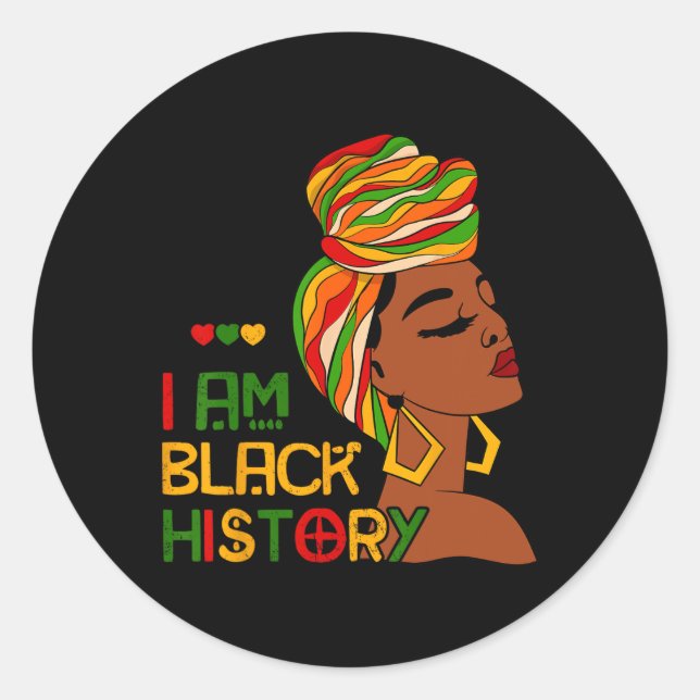 I Am Black History Month African American Juneteen Classic Round Sticker (Front)