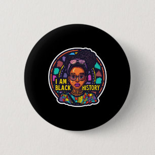 I Am Black History Month African Pride Black Fist 6 Cm Round Badge