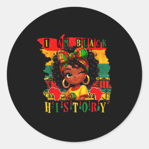 I Am Black History Month Girls Kids African Americ Classic Round Sticker
