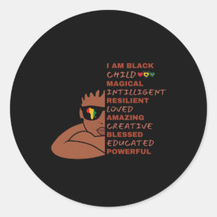 I Am Black History Month Kids Boys African America Classic Round Sticker