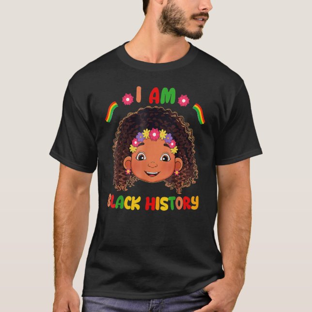 I Am Black History Month Kids Girls Queen African  T-Shirt (Front)