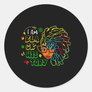I Am Black History Month Loc'd Girl Black Women Ce Classic Round Sticker