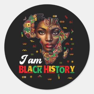 I Am Black History Month Map Africa African Pride  Classic Round Sticker