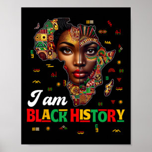 I Am Black History Month Map Africa African Pride Poster