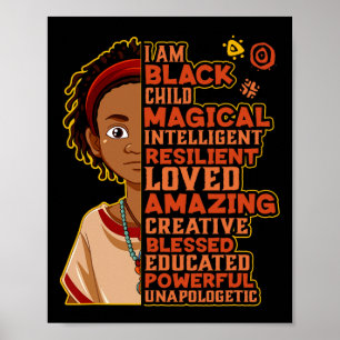 I Am Black History Month Shirt Kids Boys African A Poster