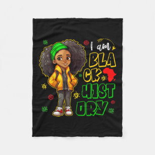 I Am Black History Month Teens Kids Girls African Fleece Blanket