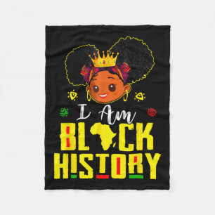 I Am Black History Month Teens Kids Girls African  Fleece Blanket
