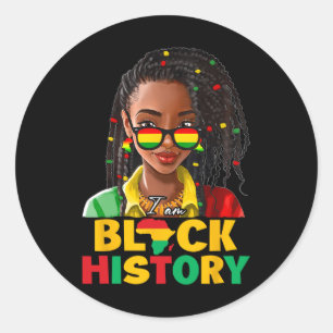 I Am Black History Month Women Girl Afro Black Que Classic Round Sticker