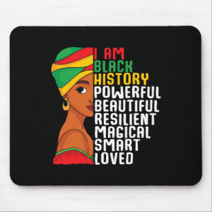I Am Black History Powerful Women Girls Black Hist Mouse Mat