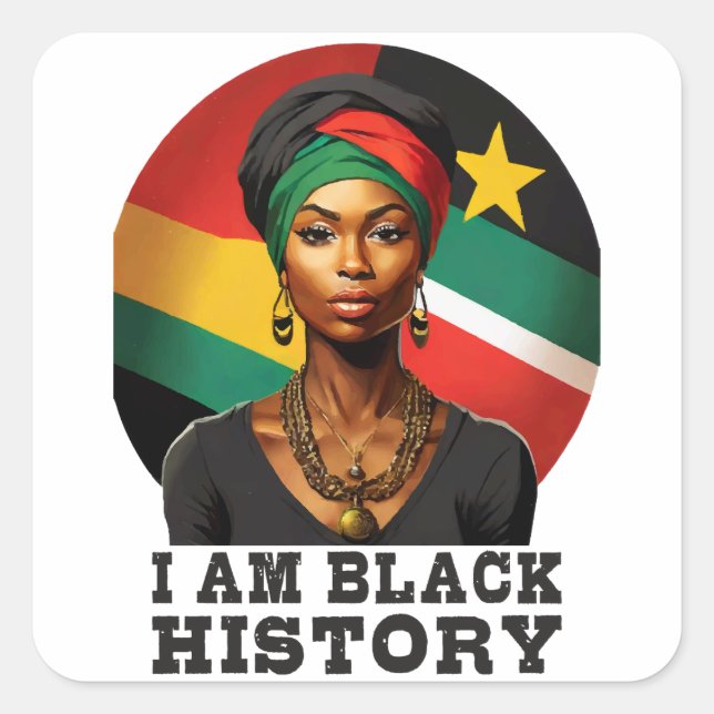 I am Black History Square Sticker (Front)