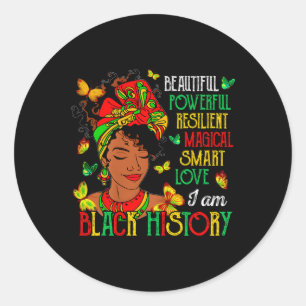 I Am Black History Women Black History Month Celeb Classic Round Sticker