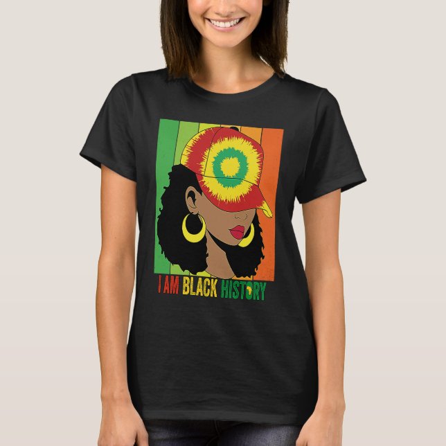 I AM BLACK HISTORY Women Girls Black Queen Month H T-Shirt (Front)