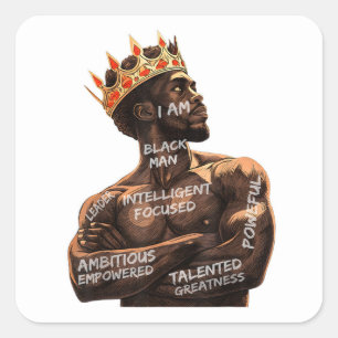 I am Black Man Square Sticker