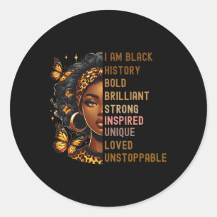 I Am Black Woman Beautiful Magic Intelligent Black Classic Round Sticker
