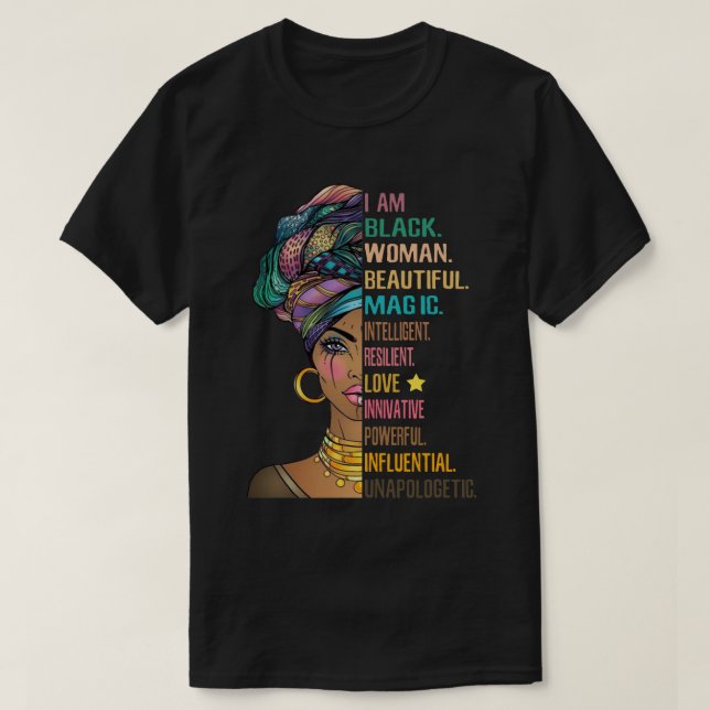 I Am Black Woman Black History Month 2020 T-Shirt (Design Front)