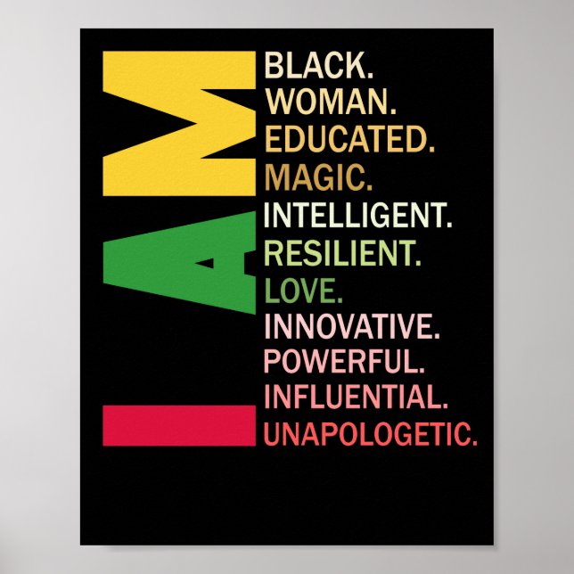 I Am Black Woman Black History Month Educated Poster (Front)