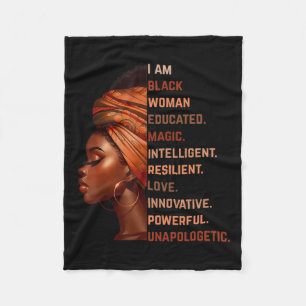 I Am Black Woman Educated Magic Intelligent Melani Fleece Blanket