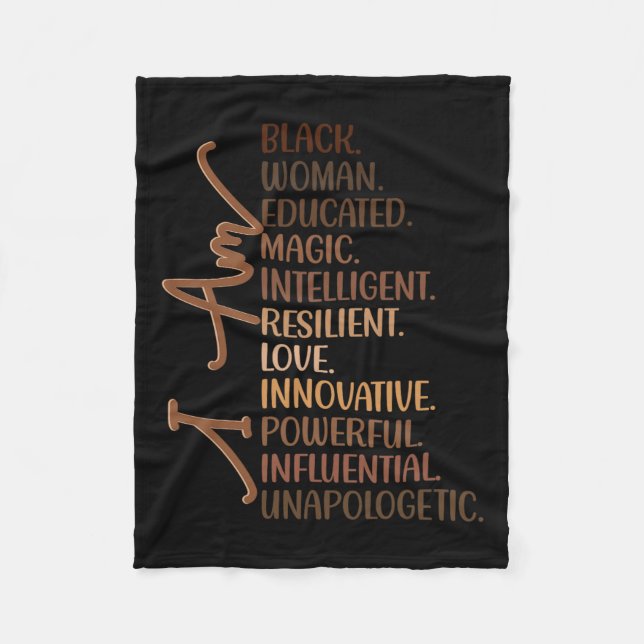 I Am Black Woman Educated Melanin Black History Mo Fleece Blanket (Front)