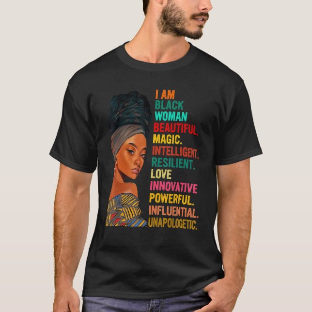 I Am Black Woman Educated Melanin Black History Mo T-Shirt (Front)