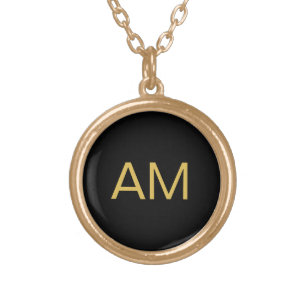 I Am Calligraphy on Black Gold Plated Necklace