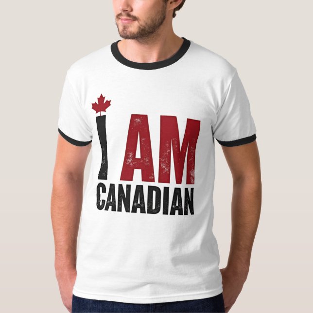 I Am Canadian – Patriotic Statement & Maple leaf T-Shirt (Front)
