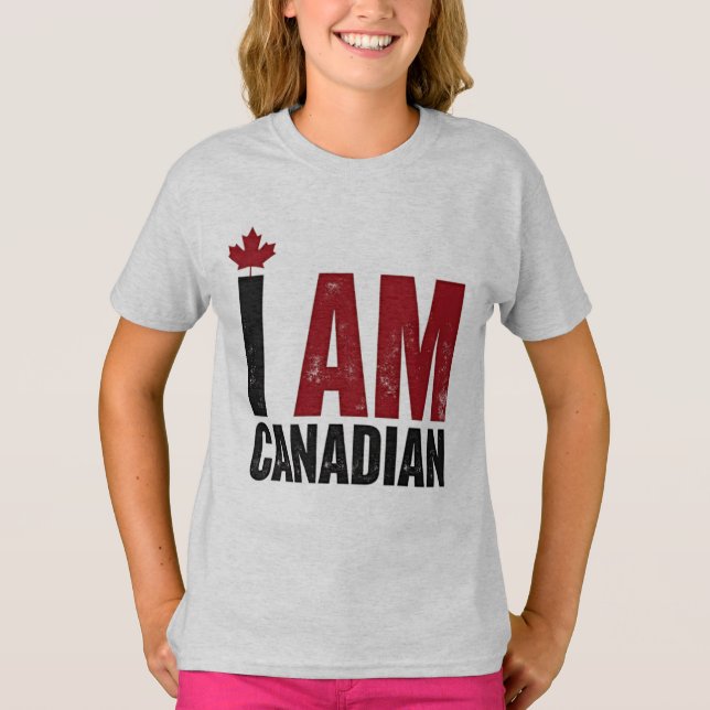I Am Canadian – Patriotic Statement & Maple leaf T-Shirt (Front)