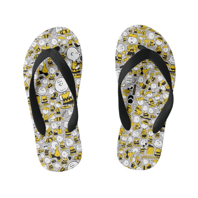 I Am Charlie Brown Pattern Kid's Flip Flops (Footbed)